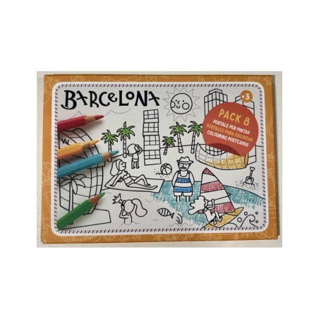 Pack 8 Colouring Barcelona Postcards