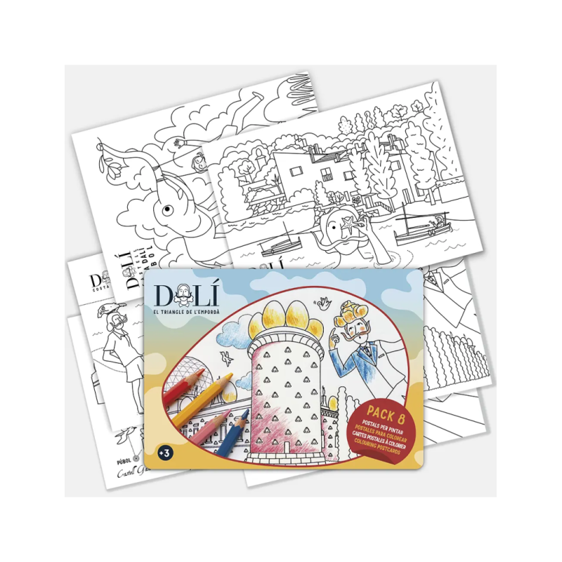 Pack 8 Colouring Dali Postcards